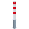 Barrier bollard | Steel tube  193 x 3.6 mm | removable | without lock | Total length in mm 1500 | hot-dip galvanized and white coated withthree red reflecting stripes
